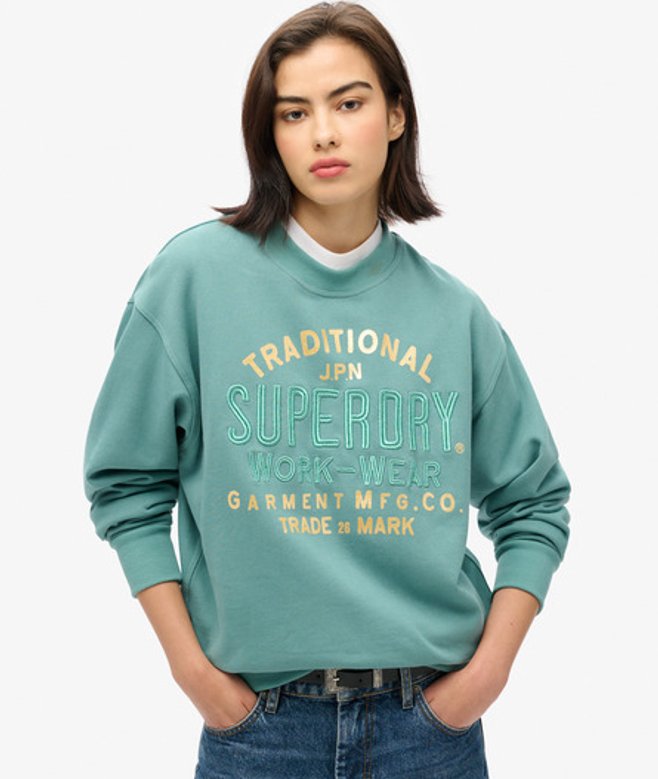 Damen Luxuriöses, Lockeres Sweatshirt in Metallic-optik - Größe: 38 - Superdry - Modalova