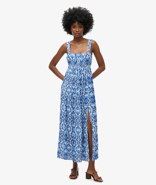 Maxi-jurk met Strik op de rug Blauw Grootte: 40 afbeelding
