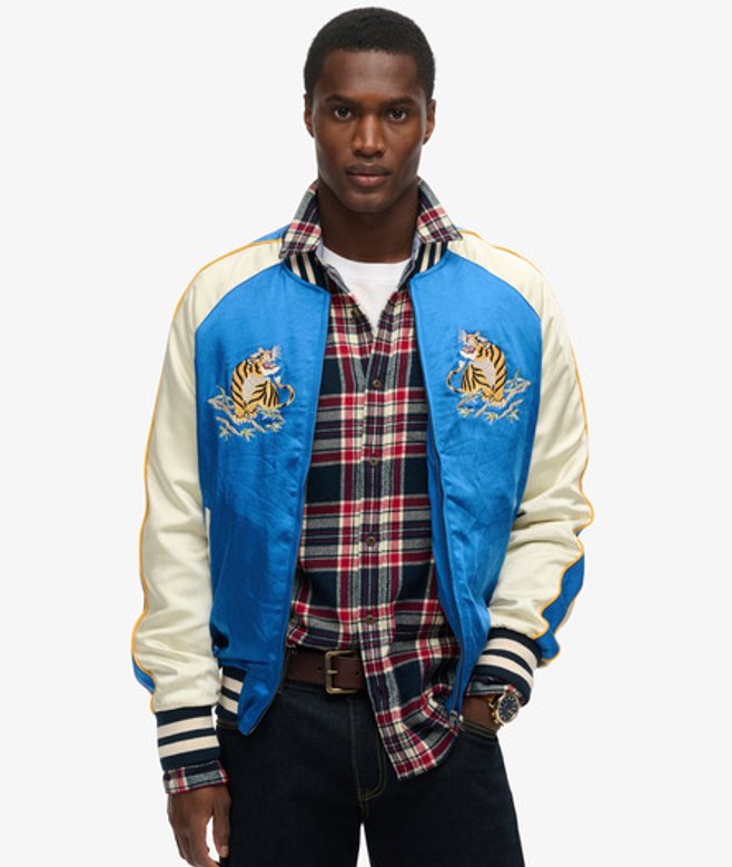 Sukajan Bomberjack met Borduursel Blauw Grootte: XL afbeelding