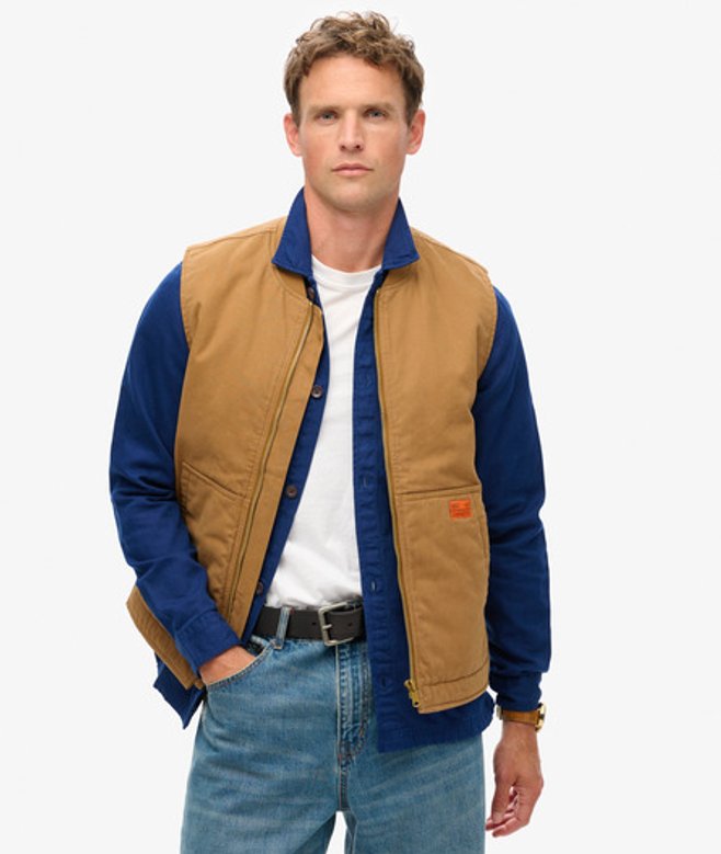Men's Surplus Workwear Vest / Denim Co Tobacco - Size: S - Superdry - Modalova