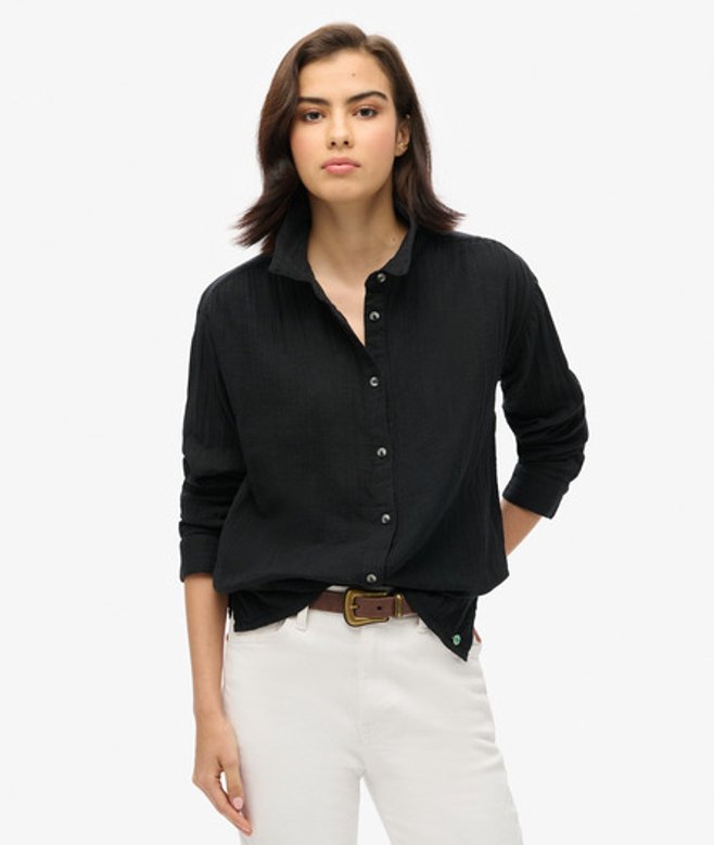 Superdry Women&rsquo;s Long Beach Shirt Black - Size: 14