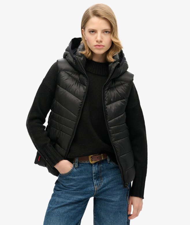 Damen Fuji Steppweste mit Kapuze - Größe: 42 - Superdry - Modalova