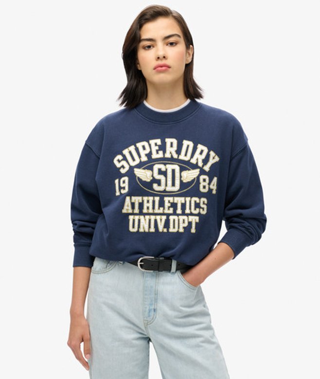 College Sweatshirt met Losse Pasvorm Blauw Grootte: 42 afbeelding