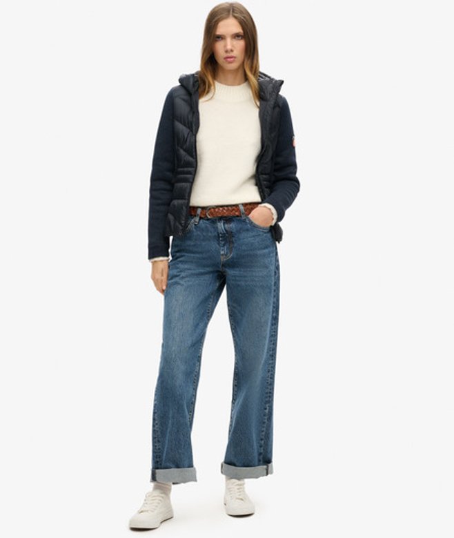 Superdry Gebreide Hybrid Storm jas met Capuchon Blauw