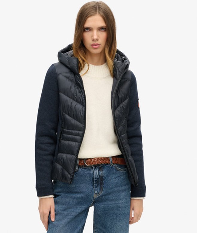 Gebreide Hybrid Storm jas met Capuchon Blauw Grootte: 38 afbeelding