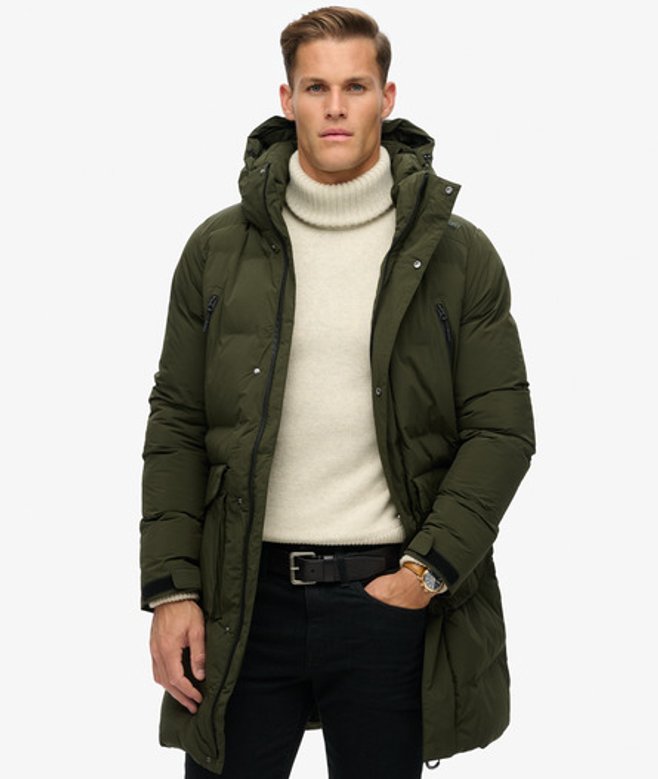 Lange Gewatteerde jas met Capuchon