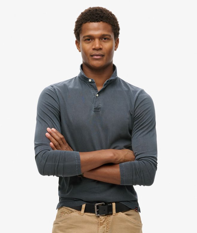 Herren Langärmeliges Studios Polohemd aus Jersey - Größe: L - Superdry - Modalova