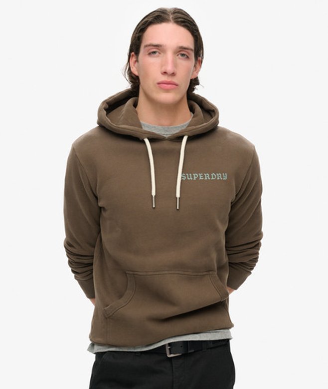 Superdry Men's Tattoo Graphic Hoodie Khaki / Dark Khaki