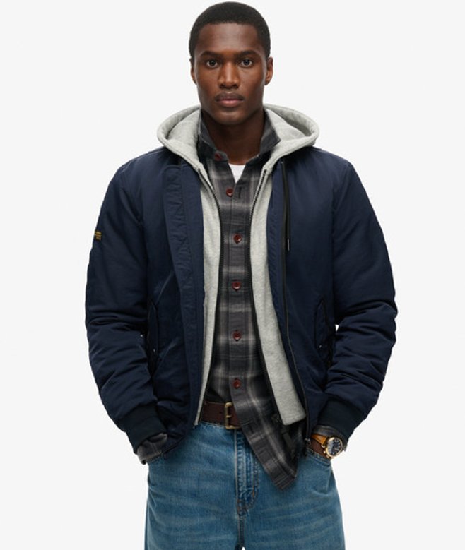 Men's Military Hooded MA1 Jacket Navy / Eclipse Navy - Size: S - Superdry - Modalova