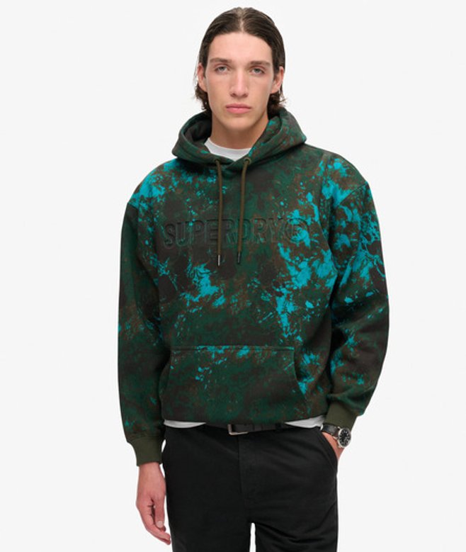 Superdry Utility Camo Hoodie met Logo en Losse Pasvorm Khaki