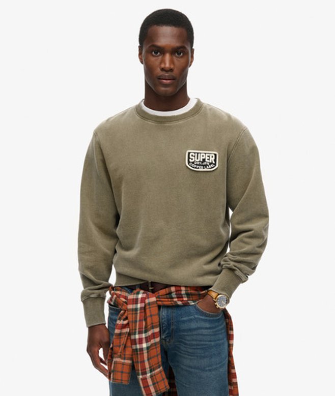 Superdry Mechanic Sweatshirt met Ronde Hals en Losse Pasvorm Groen