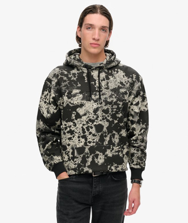 Superdry Utility Camo Hoodie met Logo en Losse Pasvorm Black