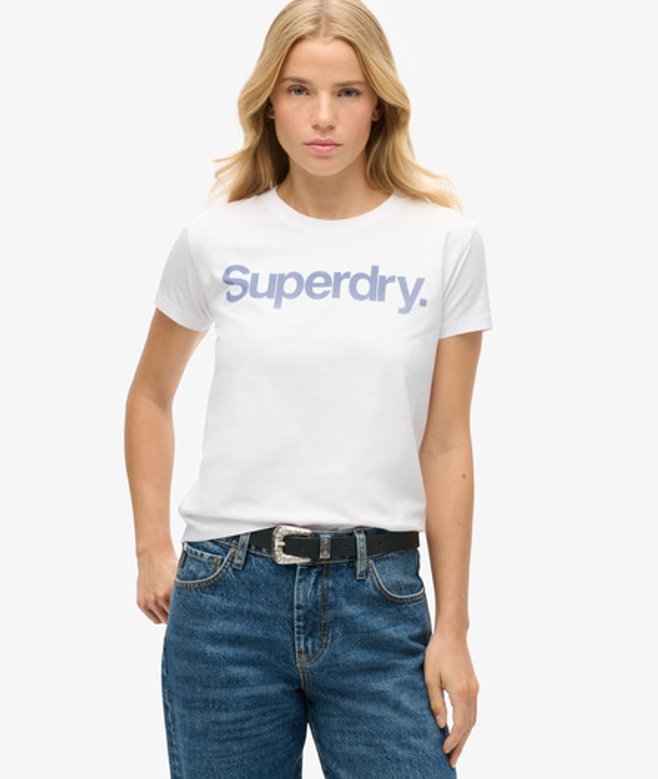 City T-shirt met Core Logo en Aansluitende Pasvorm Wit Grootte: 36 afbeelding