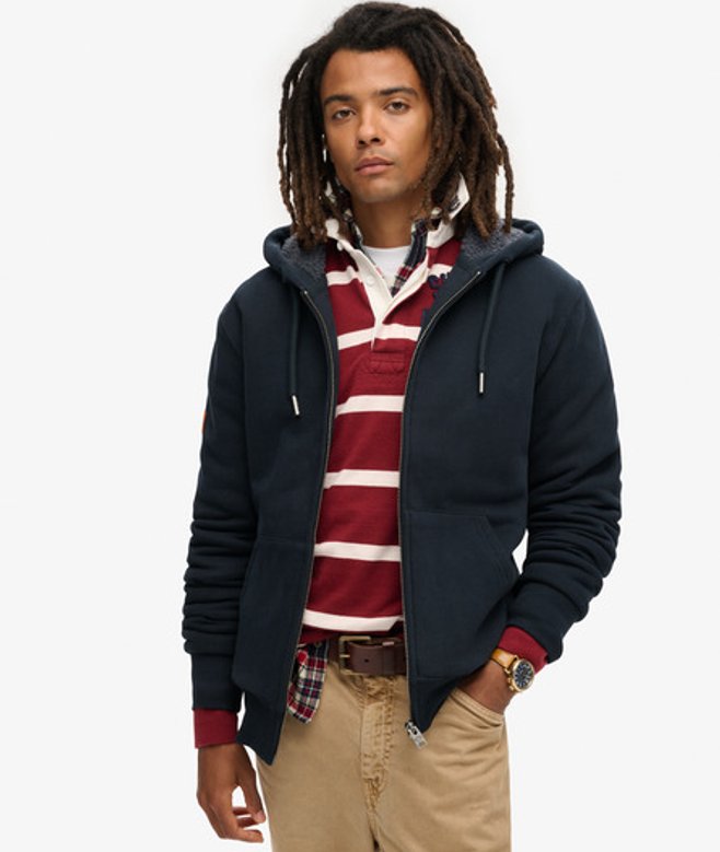 Hoodie met Rits en Borgvoering Blauw Grootte: M afbeelding