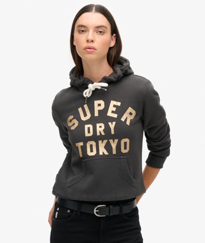Hoodie met Glitterlogo en Print