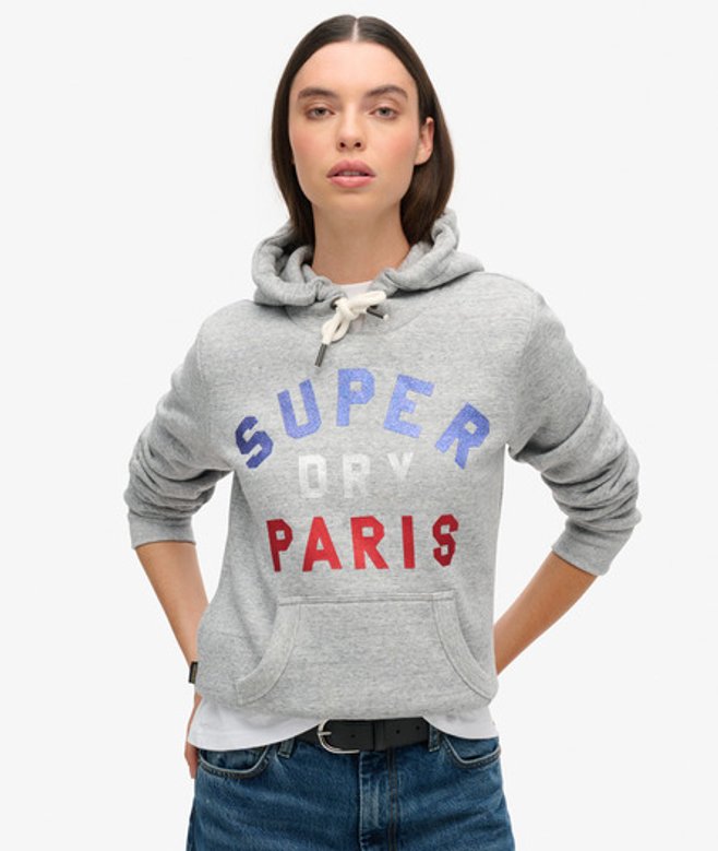 Hoodie met Glitterlogo en Print