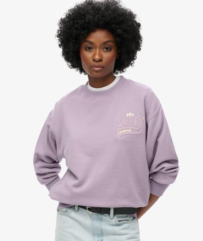 Superdry Luxe Metallic Sweatshirt met Losse Pasvorm Paars