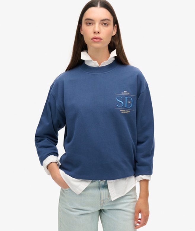 Damen Luxuriöses, Lockeres Sweatshirt in Metallic-optik - Größe: 36 - Superdry - Modalova