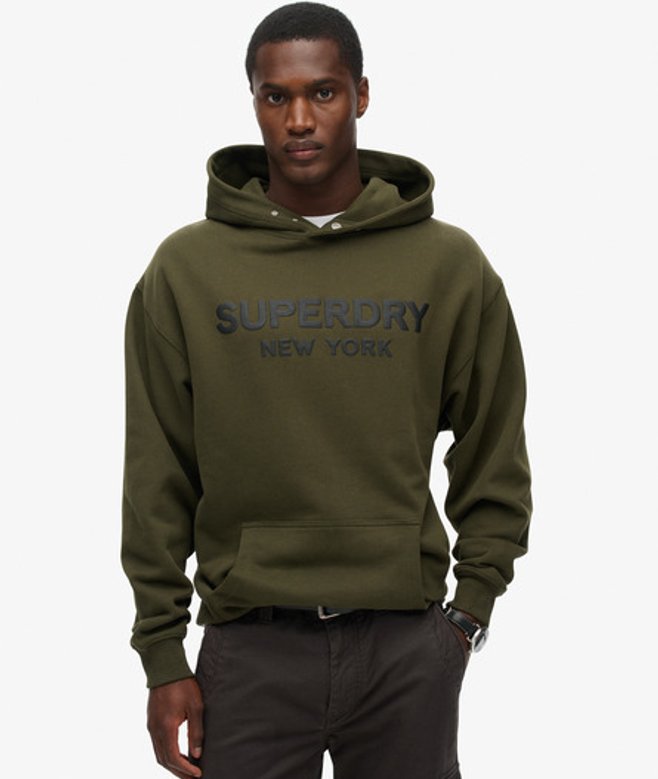 Luxe Sport Hoodie met Losse Pasvorm Khaki Grootte: L afbeelding