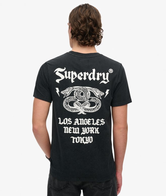 Retro Rock T-shirt met Print Zwart Grootte: L afbeelding