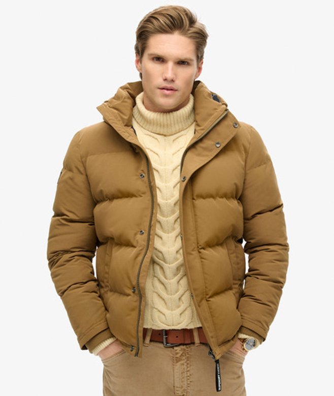 Everest Korte Puffer Jas Met Capuchon Bruin Grootte: Xxxl afbeelding