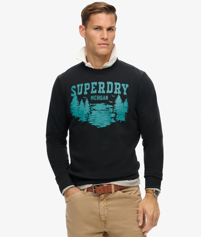 Superdry Outdoors Sweatshirt met Ronde Hals en Print Zwart