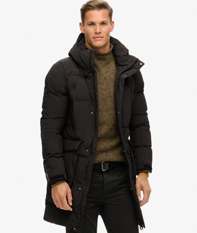 Lange Gewatteerde jas met Capuchon