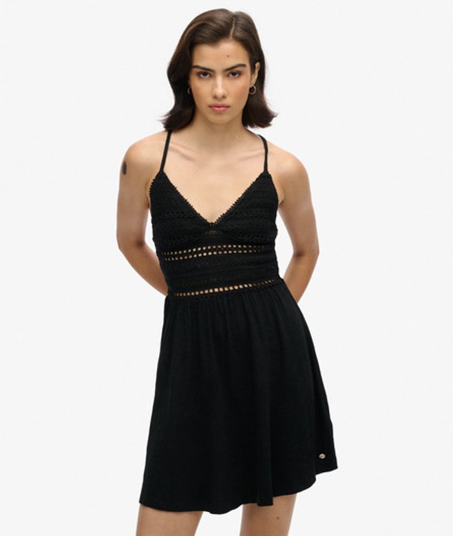 Jersey Min-jurk met Kanten Details Zwart Grootte: 42 afbeelding