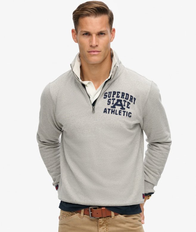 Vintage Athletic Trui met Halve Rits Grijs Grootte: XL afbeelding