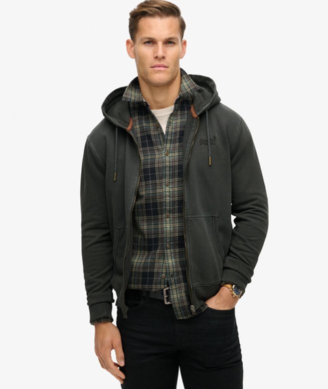 Sweat à Capuche Délavé Zippé à Logo Essential Taille: XL - Superdry - Modalova