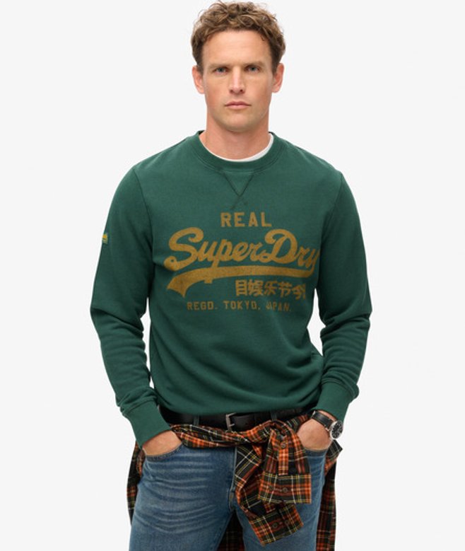 Sweatshirt met Klassiek Vintage Logoprint Groen Grootte: L afbeelding