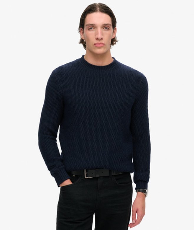 De Merchant Store-getextureerde Trui met Ronde Hals Blauw Grootte: S afbeelding