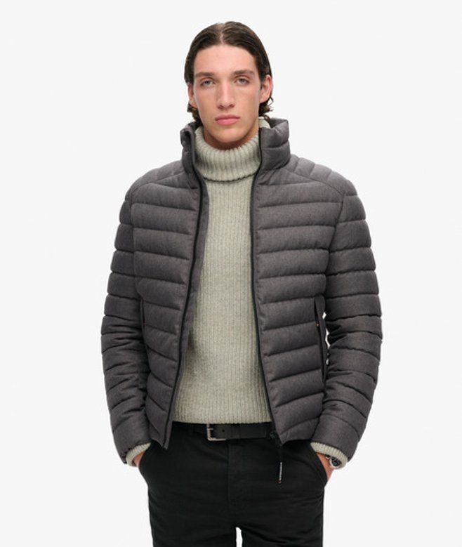 Gewatteerde Fuji-jas van Tweed Donkergrijs Grootte: M afbeelding
