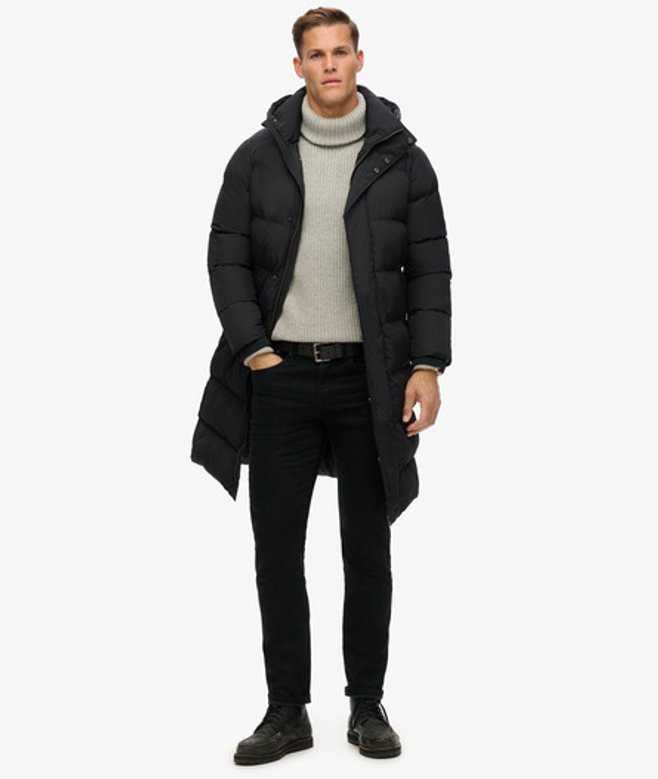 Herren Lange Steppjacke mit Kapuze - Größe: L - Superdry - Modalova