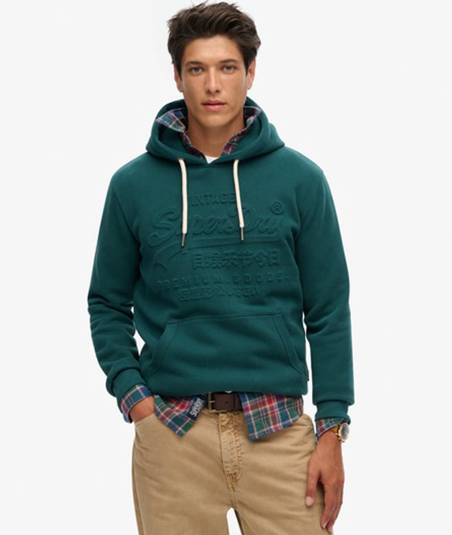 Hoodie met Reliëfopdruk Groen Grootte: S afbeelding