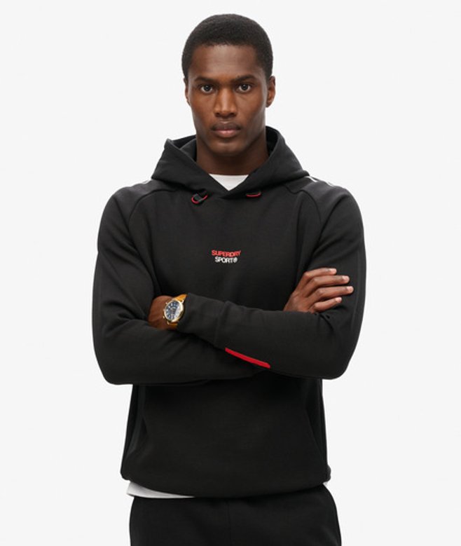 Superdry Sport Tech Hoodie met Losse Pasvorm en Logo Zwart