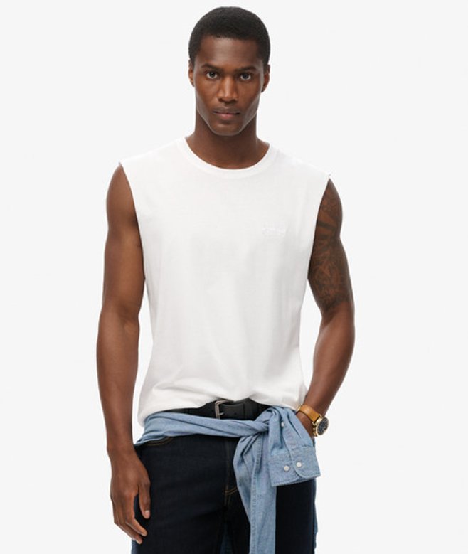 Essential Tanktop van Biologisch Katoen met Logo Wit Grootte: XL afbeelding