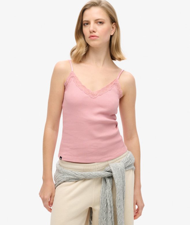Dames Athletic Essential Lace Trim Cami Top Dentelle, Taille: 38-40 - Superdry - Modalova