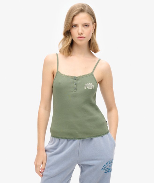 Damen Athletic Essentials Button Down Cami Top - Größe: 14-16 - Superdry - Modalova