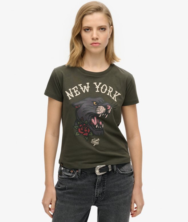 Tattoo Jaren 90 T-shirt met Print Groen Grootte: 44 afbeelding