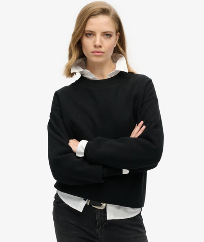 Superdry Essential Logo Sweatshirt met Relaxed fit Zwart