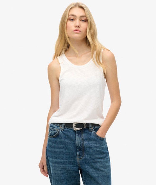 Superdry Tanktop met Laag Uitgesneden Ronde Hals Wit