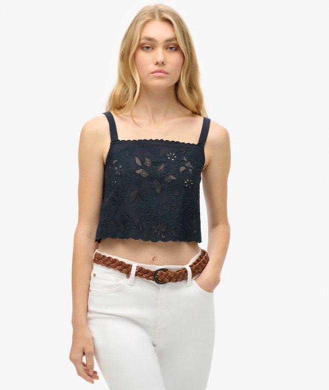 Geborduurd Ibiza Camitopje Blauw Grootte: 44 afbeelding