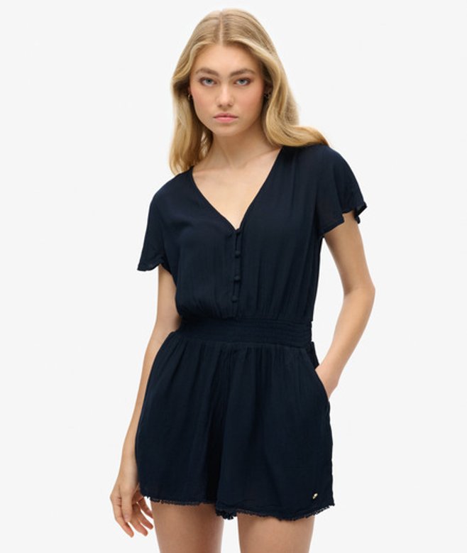 Superdry Women's Short Sleeve Beach Playsuit Navy / Eclipse Navy