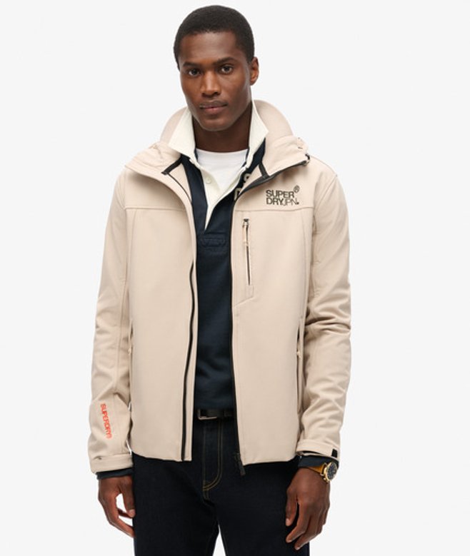 Softshell Trekkerjas met Capuchon Beige Grootte: L afbeelding