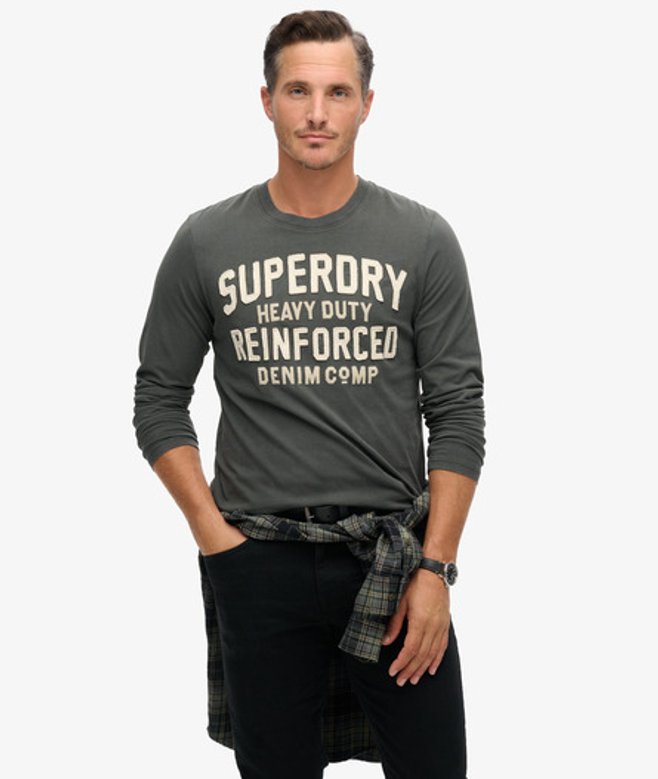 Herren Workwear Langarmoberteil mit Applikation - Größe: L - Superdry - Modalova