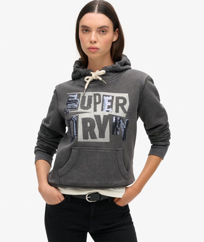 Sweat à Capuche à Motif Fantaisie Punk Gris, Taille: 44 Taille: 44 - Superdry - Modalova