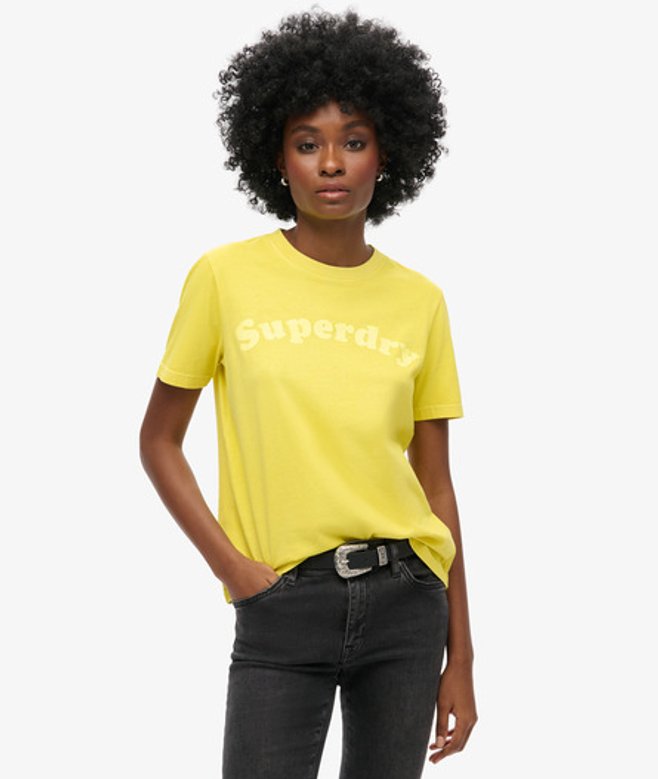 Cooper T-shirt met Relaxte Pasvorm en Ton-sur-ton Logo Geel Grootte: 36 afbeelding