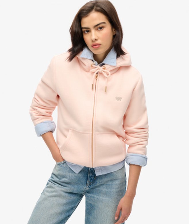 Essential Hoodie met Rits en Borgvoering Roze Grootte: 38 afbeelding