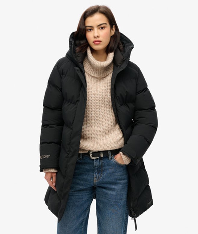 Superdry Gewatteerde Halflange City-jas Zwart